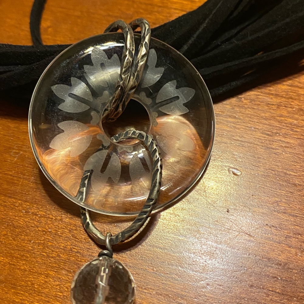 Silpada Pendant ONLY-  Etched Crystal pendant with Sterling silver accents